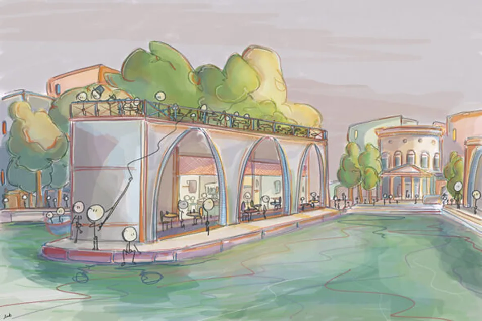 Rotonde, bassin de la villette, Stalingrad, Paris, bonhommes, restaurants, café, scènes de vie, eau, pêche, bonhomme