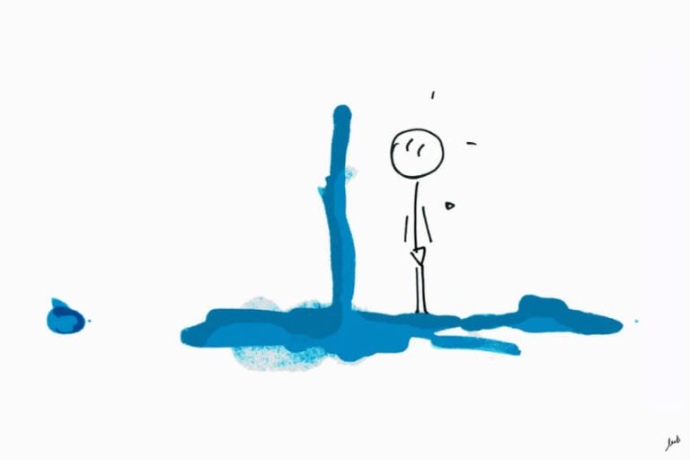 bleu, gouache, trait, abstrait, bonhomme, illustration