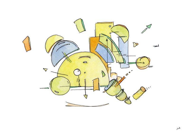 couleur, bonhomme, illustration, abstrait, mouvement, lignes