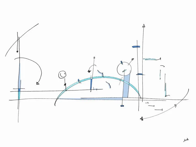 abstrait, ligne, cercles, bonhomme, flèches, mouvement, illustration, dessin, art