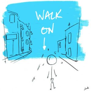 rue, marche ville, urbain, monde, solitude, illustration, bonhomme, dessin